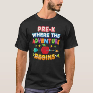 Camiseta Pré K Onde A Aventura Começa De Volta À Ki Escolar