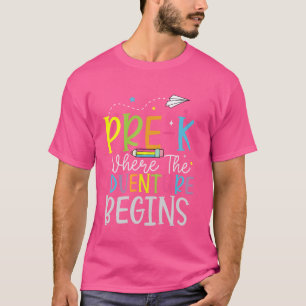 Camiseta Pré-k Onde A Aventura Começa No Primeiro Dia de Pr