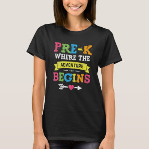 Camiseta Pré K Onde A Aventura Começa Presente De Volta Par
