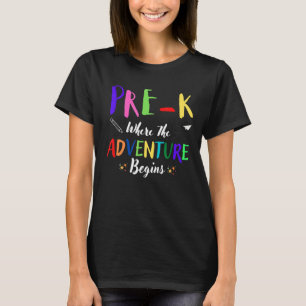 Camiseta PRE K onde começa a aventura