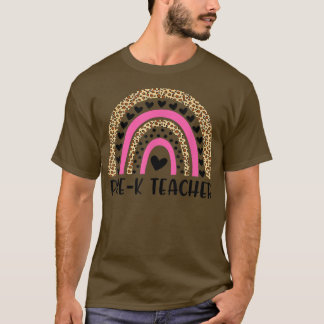 Camiseta Pré K Professor Engraçado Leopard Arco-Íris De Vol