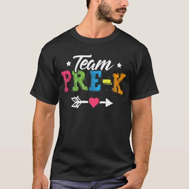 Camiseta Pré-K Professor Pré-Escolar Estudante De Volta À E (Frente)
