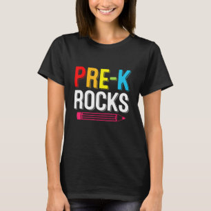 Camiseta Pré-K Rochas De Volta À Escola No Primeiro Dia Da