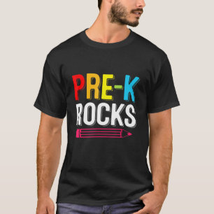 Camiseta Pré-K Rochas De Volta À Escola No Primeiro Dia Da