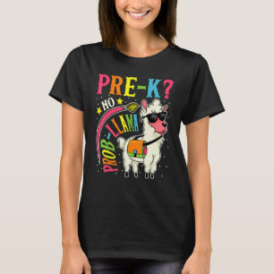 Camiseta Pré K Sem Prob Llama Volta às Aulas Primeiro Dia