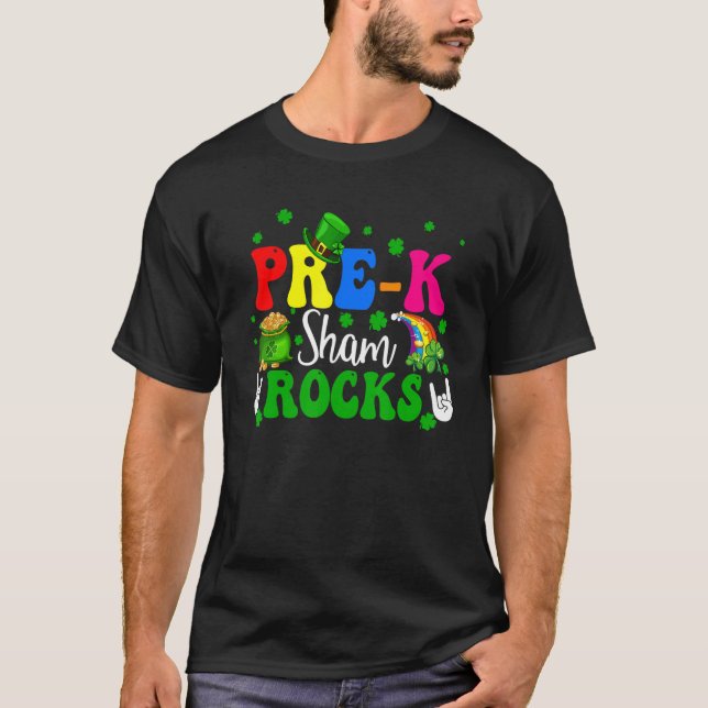 Camiseta Pre-k Shamrocks Funny Rock Hands Shamrocks Patrick (Frente)