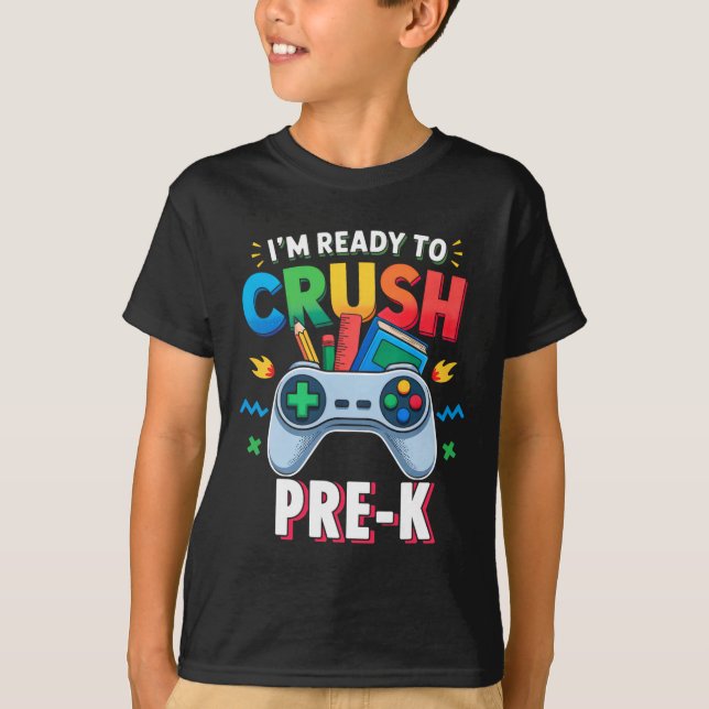 Camiseta Pre-k Shirt For Boys Video Game Ck To School First (Frente)