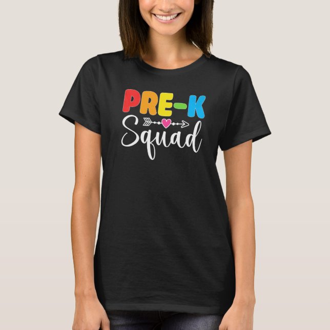 Camiseta Pre K Squad PreSchool Teacher Student Team Back To (Frente)