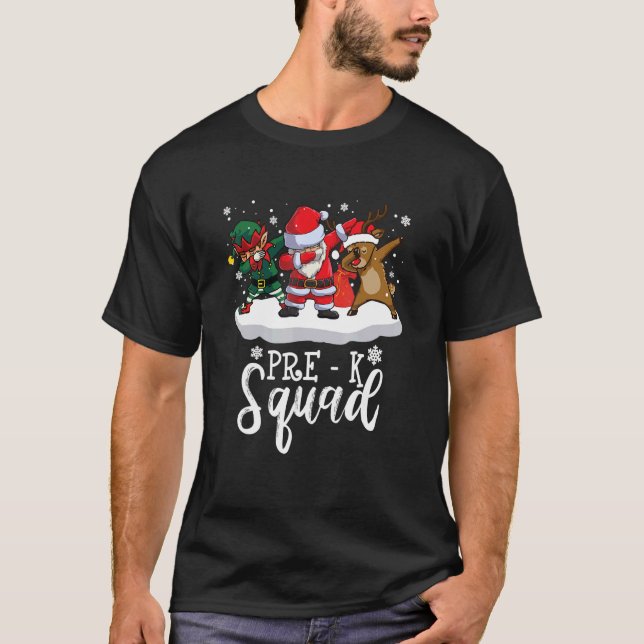 Camiseta Pre K Squad Reindeer Santa Elf Matching Xmas Teach (Frente)