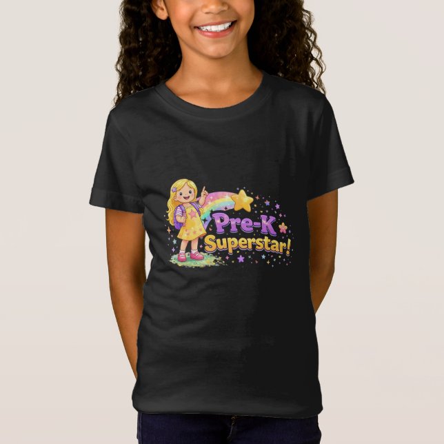 Camiseta Pre-K Superstar – Bright Kids Design (Frente)