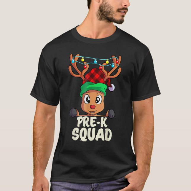 Camiseta Pre K Teacher Squad Reindeer  Teacher Christmas Xm (Frente)