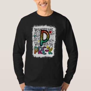 Camiseta Pré-K Tipografia Sangrenta Professor de Pré-Escola