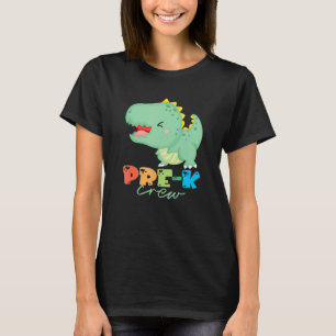 Camiseta Pré-K Tripulação Dinossauro Cute Primeiro Dia Da E