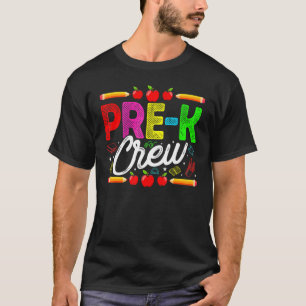 Camiseta Pré-K Tripulação No Primeiro Dia Cortada De Volta