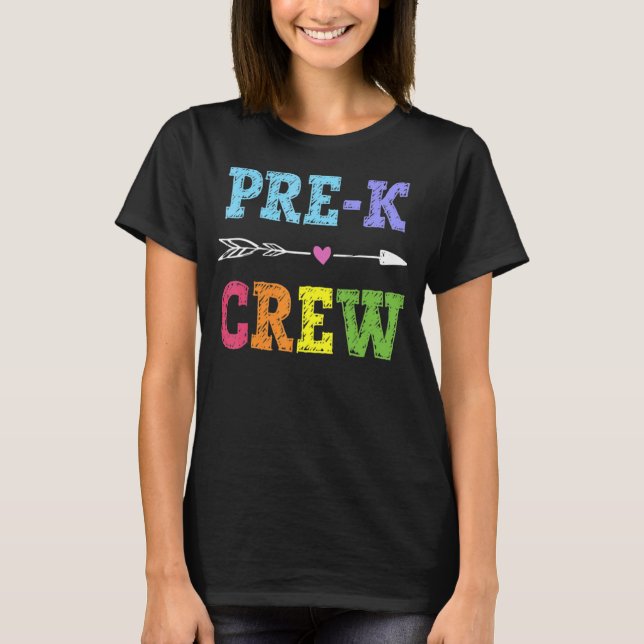 Camiseta Pré-K Tripulação Pré-K Professores De Volta À Esco (Frente)