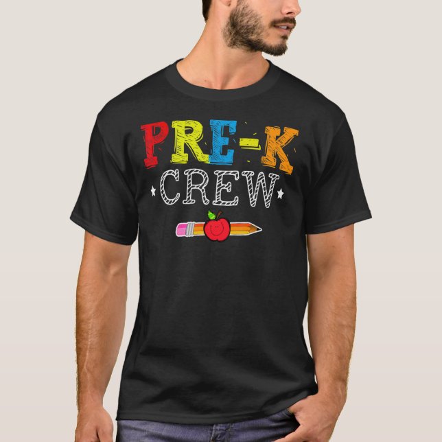 Camiseta Pré-K Tripulação Pré-K Professores De Volta À Esco (Frente)