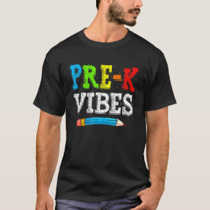 Camiseta Pré-K Viba De Volta Para Estudante De Ensino Em Cu