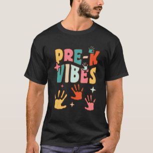 Camiseta Pré-K Vibes De Volta À Escola No Primeiro Dia Da P