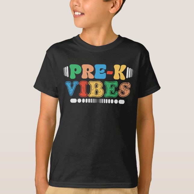 Camiseta Pré-K Vibes De Volta Para Estudantes De Professore (Frente)