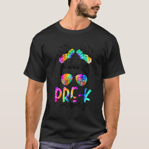Camiseta Pré K Vibes Mensageira Rapariga De Volta Para A Pr