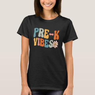 Camiseta Pré-K Vibes Retro Bonito de Volta à Menina de Meni