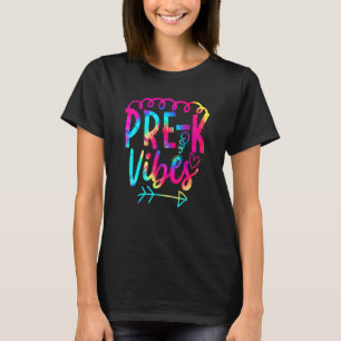 Camiseta Pré-K Vibes Tie Dye Professor Feliz Primeiro Da
