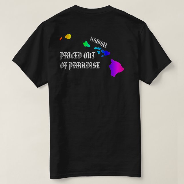 Camiseta PREÇADO FORA DO PARADISE Hawaii Islands Neon Rainb (Verso do Design)