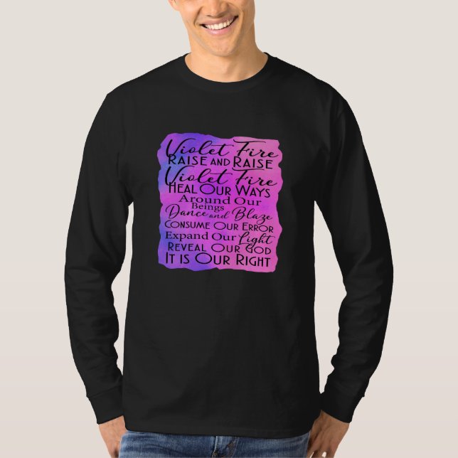 Camiseta Prece a Fogo Violeta: Intenções de cura (Frente)