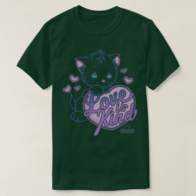 Camiseta Precious Moments Love Is Kind Kitten Hearts  (Frente do Design)