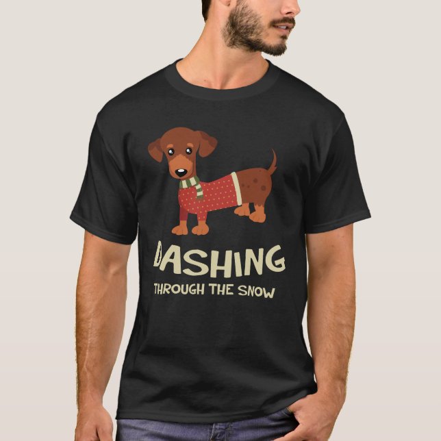 Camiseta Precipitação com o Natal do cão do Dachshund da (Frente)