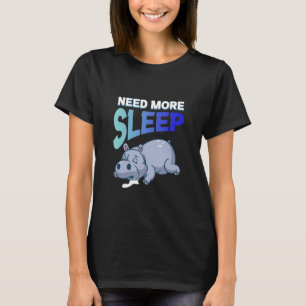 Camiseta Precisa De Mais Sono Hippopotamus Bed Sleeping Nap