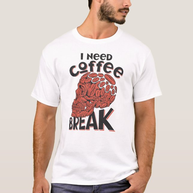 Camiseta preciso de café café café café café café preto (Frente)