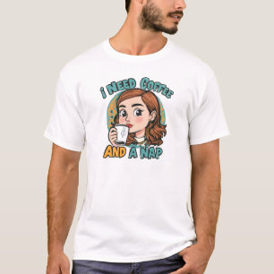 Camiseta Preciso de café e de uma soneca