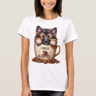 CAMISETA PRECISO DE CAFÉ E UM CÃO PASTOR ALEMÃO