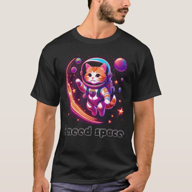 Camiseta Preciso De Gato Espacial (Frente)
