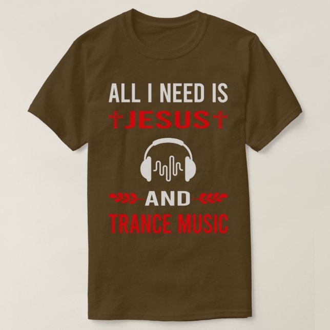 Camiseta Preciso de Jesus e música Trance (Frente do Design)