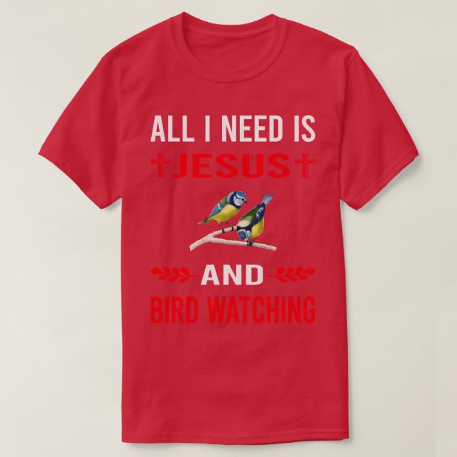 Camiseta Preciso De Jesus E Pássaros Assistindo Pássaros. (Frente do Design)