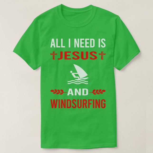 Camiseta Preciso De Jesus E Windsurf Windsurf Windsurfer (Frente do Design)
