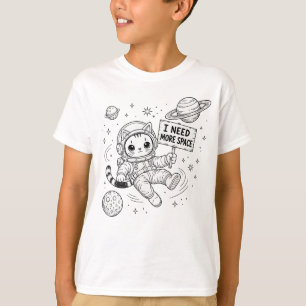 Camiseta Preciso de Mais Espaço Gato Astronauta Engraçado