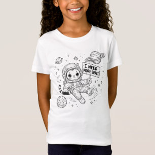 Camiseta Preciso de Mais Espaço Gato Astronauta Engraçado