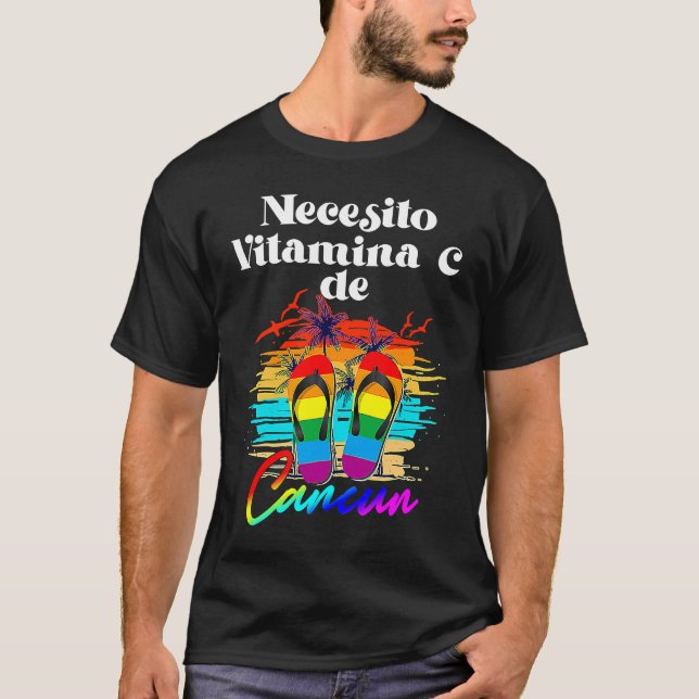 Camiseta Preciso de Vitamina C Cancun México Vacation Beach (Frente)