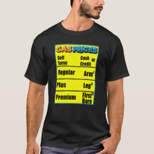 Camiseta Preços da Gasolina Braço Perna Primogênito  Preços