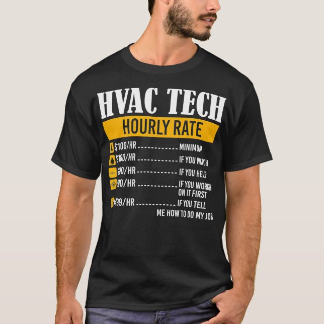 Camiseta Preços horários técnicos da HVAC Preços engraçados (Frente)