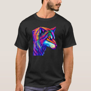 Camiseta Predador Colorido da cabeça do Lobo encara um anim