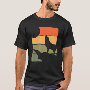 Camiseta Predador da Floresta Lobo Uivando Animal Lobo Retr