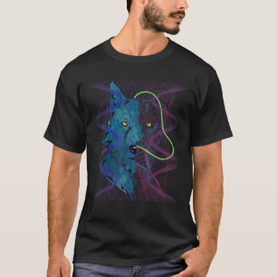 Camiseta Predador de Arte da década de 80 Wolf Retro Animal