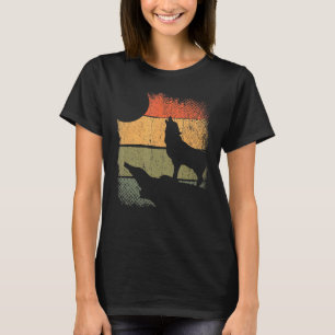 Camiseta Predador Retro Floresta Animal Uivando Lobo