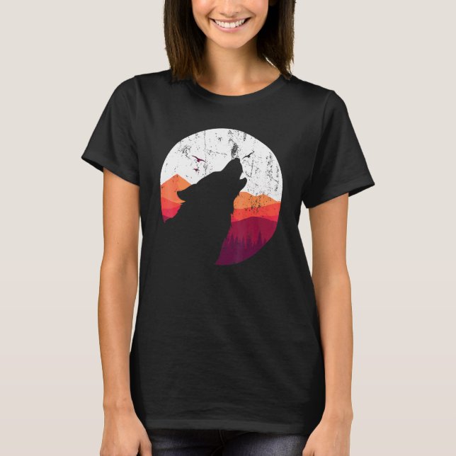 Camiseta Predator Animal Howling Wolf Full Moon Wolf (Frente)