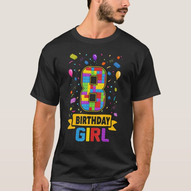 Camiseta Prédios com 8 anos, Blocos 8, Aniversário Rapariga (Frente)