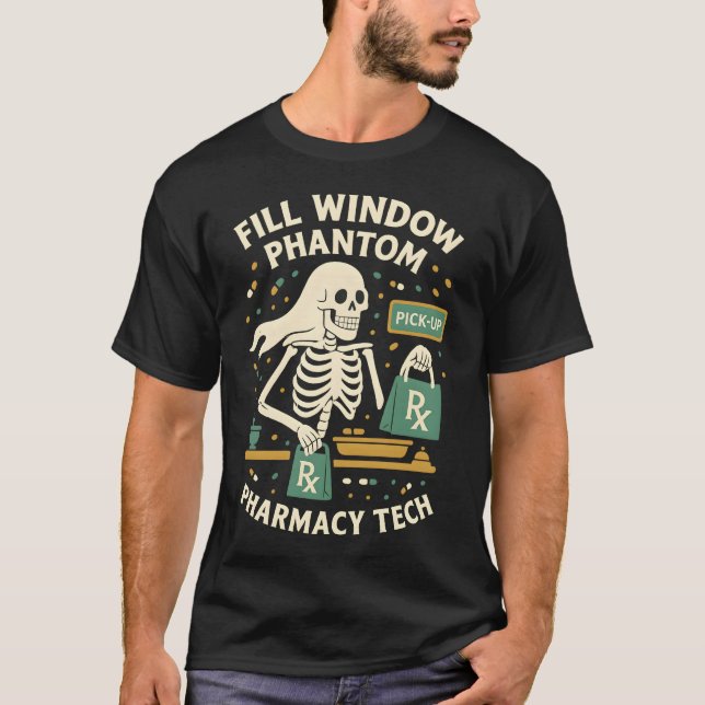 Camiseta Preencher janela Phantom Pharmation Tech Halloween (Frente)
